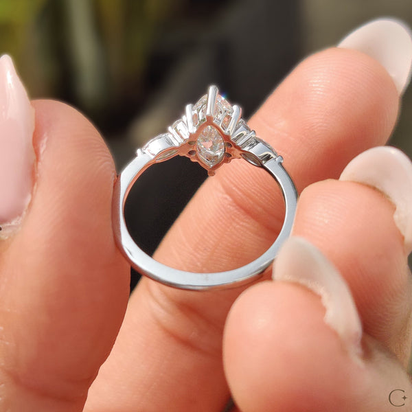 1.0 CT Marquise Cluster Style Lab Grown Diamond Engagement Ring - 000003