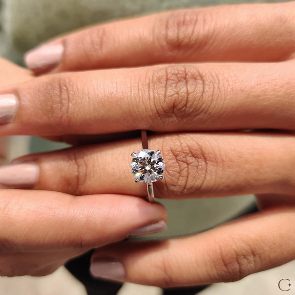 2.0 CT Round Solitaire & Cathedral Style Lab Grown Diamond Engagement Ring - 000010copy
