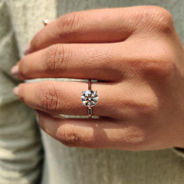 2.0 CT Round Solitaire & Cathedral Style Lab Grown Diamond Engagement Ring - 0001