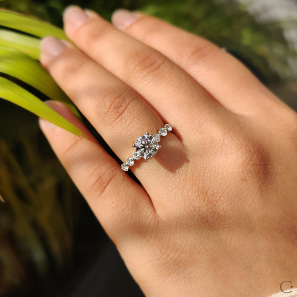 1.0 CT Round Bubble Pave Style Lab Grown Diamond Engagement Ring - 0002 da2d5500 a322 4ce8 b3af 9fc141eb74ef