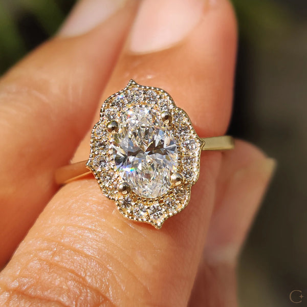 1.0 CT Oval Vintage Halo Style Lab Grown Diamond Engagement Ring - 001 b4c52046 a1b6 4e43 845b d8be0761768a