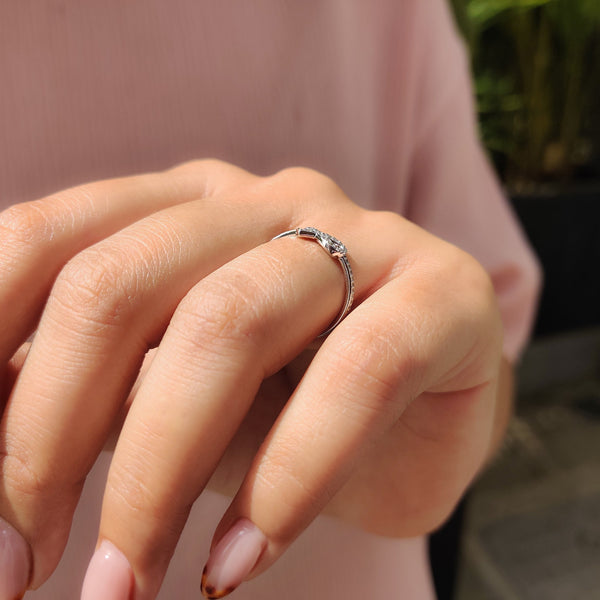 0.13 CT Round Ribbon Pave Style Lab Grown Diamond Engagement Ring - 003 70bbbcec a7e6 47a0 ba09 bc8458e658ef