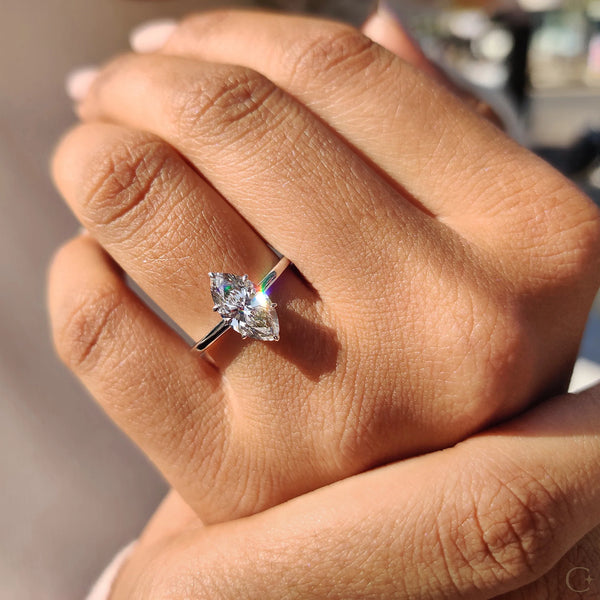 1.50 CT Marquise Hidden Halo Style Lab Grown Diamond Engagement Ring - 007 72590eaa 2d4f 4698 a1ab 0baeaf2f2bd4