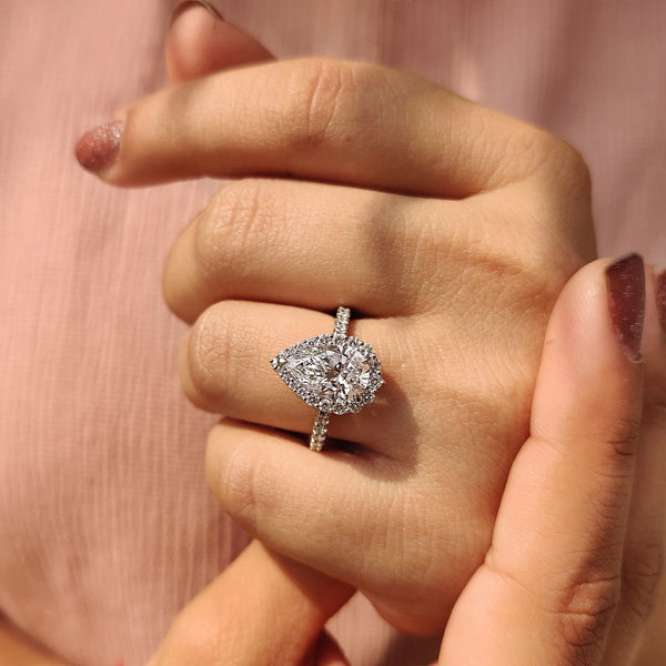 2.0 CT Pear Halo & Pave Style Lab Grown Diamond Engagement Ring - 008 2d6b5f0e 1786 4cd8 bd6d f2cfd683dd0f