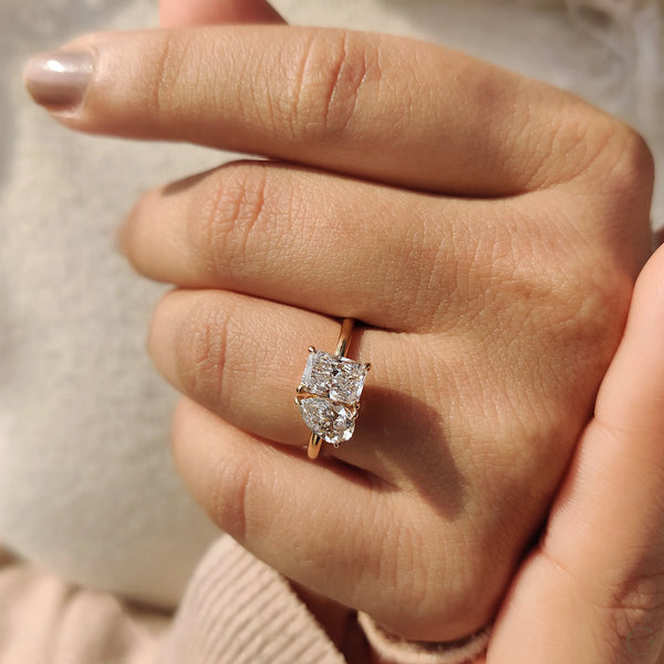 1.57 CT Pear And Radiant Two Stone Style Lab Grown Diamond Engagement Ring - 008 e893d963 920c 4aff 9b2b 686eeacafb03