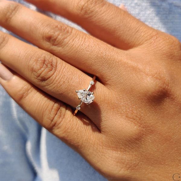 0.70 CT  Pear Dainty Style Lab Grown Diamond Engagement Ring - 010 05bbdcff f4cd 45d3 9774 f4b6048ab34c