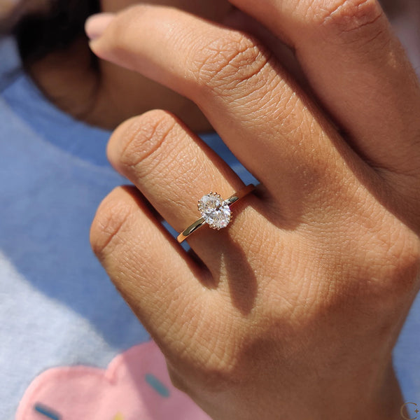 0.80 CT Oval Solitaire & Three Prong Style Lab Grown Diamond Engagement Ring - 010 167e8473 ee61 4a07 871f bade13169b8a