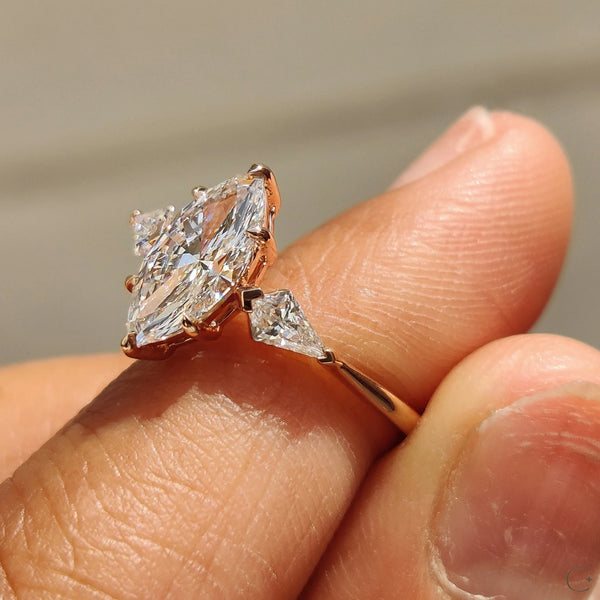 1.0 CTW Marquise Three Stone Style Lab Grown Diamond Engagement Ring - 010 49adf21b 537a 4767 b2d8 d427c8393967