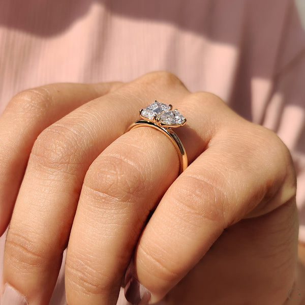 1.01 CT Emerald And Pear Two Stone Style Lab Grown Diamond Engagement Ring - 010 fe98f277 d503 411a a866 e369ee37838f