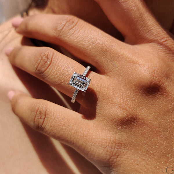 2.0 CT Emerald Hidden Halo & Pave Style Lab Grown Diamond Engagement Ring - 012 cc08dcb6 498d 4011 9d1a 541bfc4b3f24