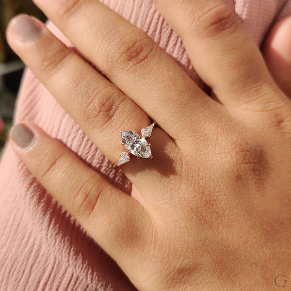 1.0 CTW Marquise Three Stone Style Lab Grown Diamond Engagement Ring - 01 11dd6e66 0102 489d a0a4 28c525403d31