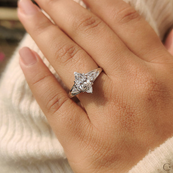 1.0 CT Marquise Three Stone Style Lab Grown Diamond Engagement Ring - 01 1947c0e0 42e6 475d 8a48 f5ab1070e0e1