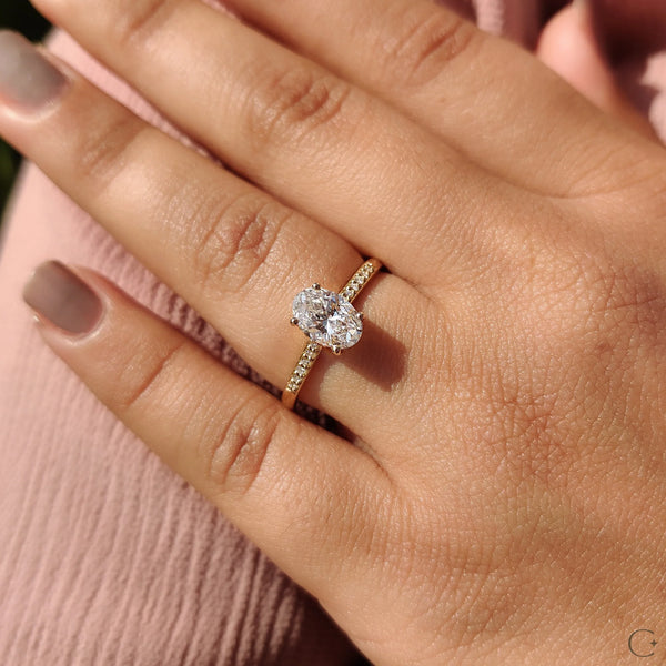 1.0 CT Oval Hidden Halo & Pave Style Lab Grown Diamond Engagement Ring - 01 b9976568 2bf3 4bfa a03b 937adf797135
