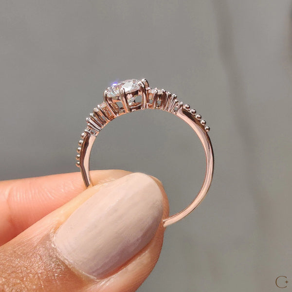 0.80 CT Round Three Stone & Dainty Style Lab Grown Diamond Engagement Ring - 02 3e654aa3 c628 4d50 b362 80fac69970f5