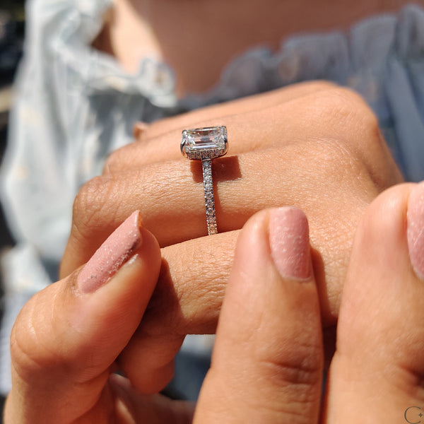 2.0 CT Emerald Hidden Halo & Pave Style Lab Grown Diamond Engagement Ring - 02 a404603f 33c3 4fce ad79 94b26335ea67
