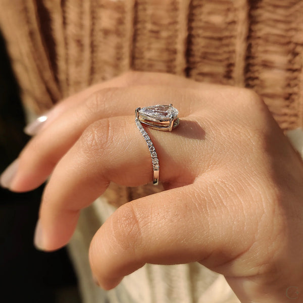 1.0 CT Pear Bypass & Pave Style Lab Grown Diamond Engagement Ring - 02 ee24e73c 7b61 4b68 bc67 2d120f1625c0