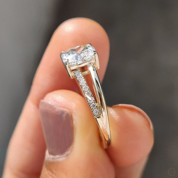 1.0 CT Cushion Split Pave Style Lab Grown Diamond Engagement Ring - 02copy 9e8e606a 0616 4e69 9a9c 9ac30b659932