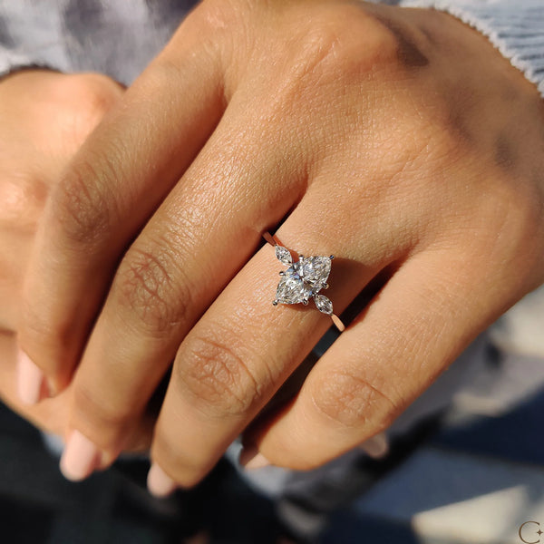 2.0 CT Marquise Three Stone Style Lab Grown Diamond Engagement Ring - 03 1d20d403 845e 4684 aba2 d9882212598e