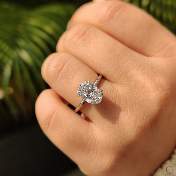 2.0 CT Oval Solitaire & Double Prongs Style Lab Grown Diamond Engagement Ring - 03 1ec503f0 c8c7 4036 8063 1171100b4b20