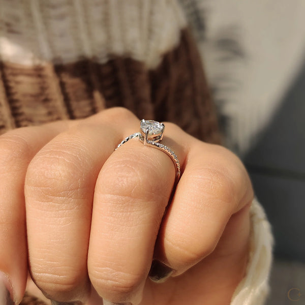 1.0 CT Pear Bypass & Pave Style Lab Grown Diamond Engagement Ring - 03 6c740da0 e2d5 4734 929f 900717499875
