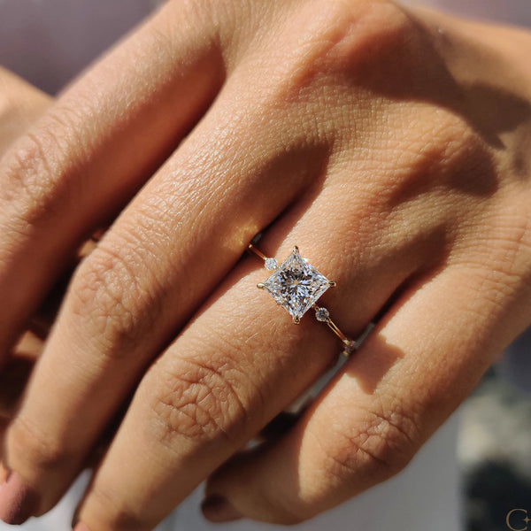 1.50 CT Princess Dainty Pave & Hidden Style Lab Grown Diamond Engagement Ring - 03 ca5dc4c8 c2d3 4c0d 969c 8e8649839666