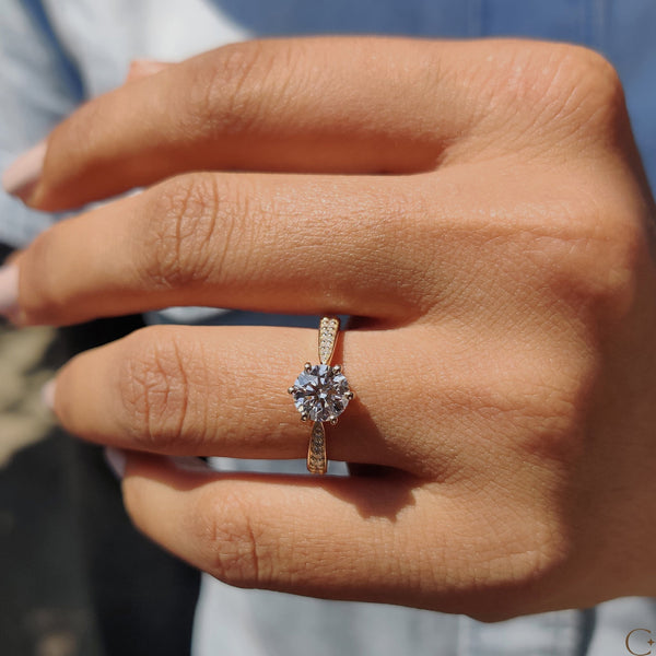 1.0 CT Round Tapered Pave Style Lab Grown Diamond Engagement Ring - 04 4069d77a fec0 4c54 896f 00ad3f09f5be