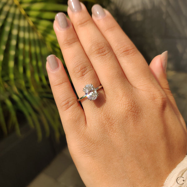 2.0 CT Oval Solitaire & Double Prongs Style Lab Grown Diamond Engagement Ring - 04 be1a61d9 a0f7 4454 bf30 2b79e2049774