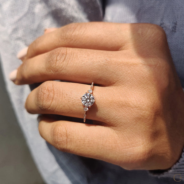 0.80 CT Round Three Stone & Dainty Style Lab Grown Diamond Engagement Ring - 04copy 920ca973 3dc0 4c68 b100 fec2f890436e