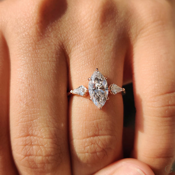 1.0 CTW Marquise Three Stone Style Lab Grown Diamond Engagement Ring - 05 70f0bb39 c06b 4d05 bc57 11e5c8036cf0