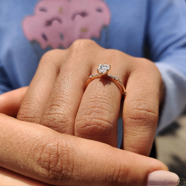 0.70 CT  Pear Dainty Style Lab Grown Diamond Engagement Ring - 05 8a31ae45 cb62 463e 9d22 ea4d463556a2