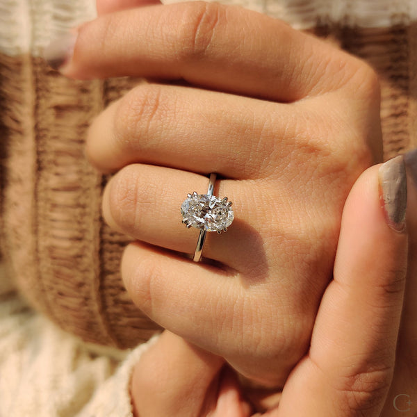 2.0 CT Oval Solitaire & Double Prongs Style Lab Grown Diamond Engagement Ring - 05 a904f547 4684 4f6e aacb 33d843090857