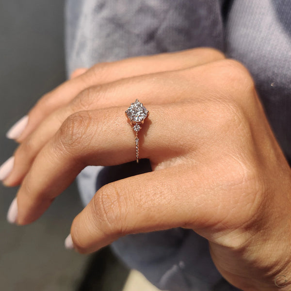 0.80 CT Round Three Stone & Dainty Style Lab Grown Diamond Engagement Ring - 05copy e83898fb 6066 4297 835d b89a426eda49