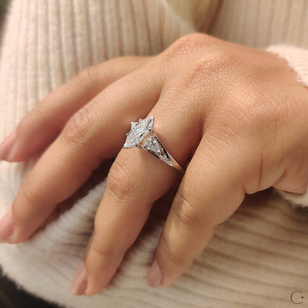 1.0 CT Marquise Three Stone Style Lab Grown Diamond Engagement Ring - 06 0fa6b13e 7866 4926 978f 4611c4018e91