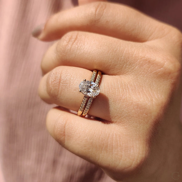1.0 CT Oval Hidden Halo & Pave Style Lab Grown Diamond Engagement Ring - 06 170cb3ae c515 463f a8e5 db7e6ea032aa