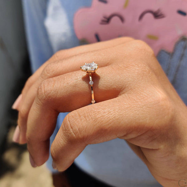 0.70 CT  Pear Dainty Style Lab Grown Diamond Engagement Ring - 06 3c60024b 31d6 4354 afcb 988692225ae0