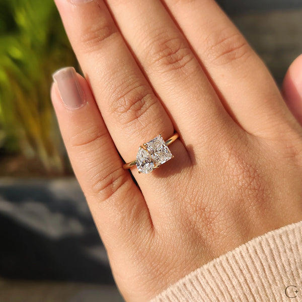 1.57 CT Pear And Radiant Two Stone Style Lab Grown Diamond Engagement Ring - 06 51c478c7 ce95 4931 a394 437f8bb10490