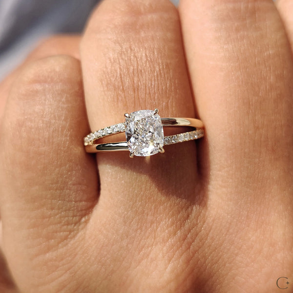 1.0 CT Cushion Split Pave Style Lab Grown Diamond Engagement Ring - 06copy fffe60cb 21f9 4e9d aa88 612787c72bf6