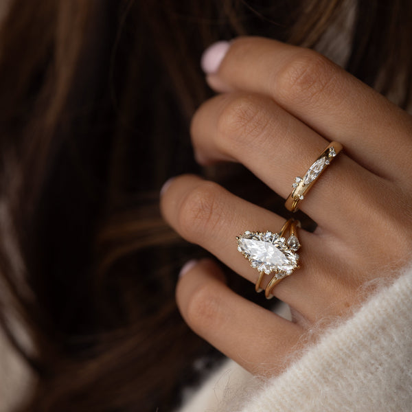 Halo & Triple Prong Style-Marquise Lab Grown Diamond Engagement Ring - Solitaire-Oval Lab Grown Diamond Engagement Ring