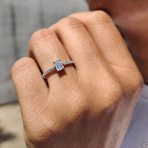 0.50 CT Emerald Pave Style Lab Grown Diamond Engagement Ring - 07 1798fd1d 2816 4d6f 93b2 f4843c60be63