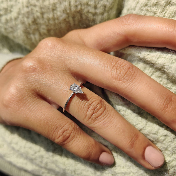 0.50 CT Pear Solitaire Style Lab Grown Diamond Engagement Ring - 07 19429b0f 9b26 4519 9489 2f22822a694a