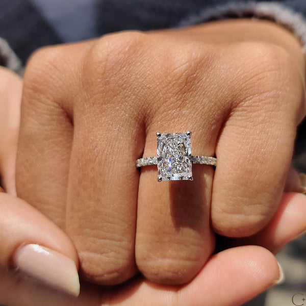3.0 CT Radiant Pave Style Lab Grown Diamond Engagement Ring - 07 505cacf6 88dc 44db a14a cb50298dd6ec