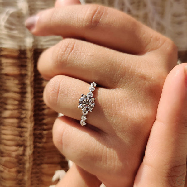 1.0 CT Round Bubble Pave Style Lab Grown Diamond Engagement Ring - 07 f5ce8890 84eb 46ef 9137 3b34ff65fae5