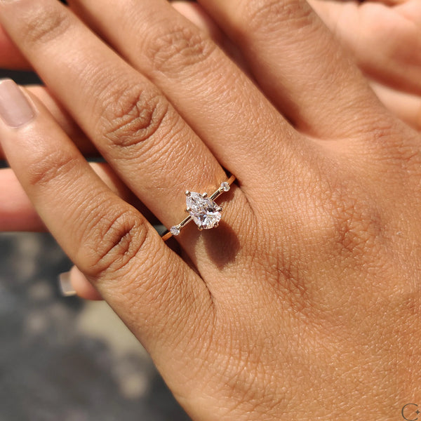 0.70 CT  Pear Dainty Style Lab Grown Diamond Engagement Ring - 08 80890d23 8537 4903 9216 49492ba6109d