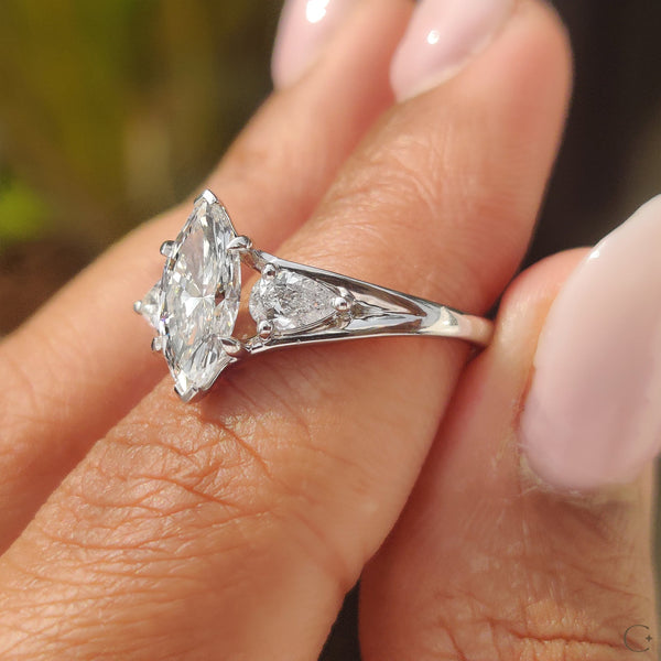 1.0 CT Marquise Three Stone Style Lab Grown Diamond Engagement Ring - 08 8877fed0 13fb 46a0 ac4b 96408c46f07d