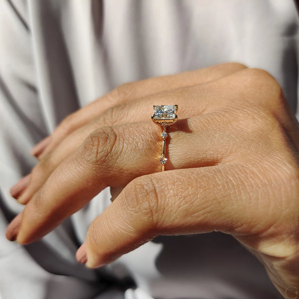 1.50 CT Princess Dainty Pave & Hidden Style Lab Grown Diamond Engagement Ring - 08 fb2a55a5 ca77 4f93 9e5a 87112325ed6b