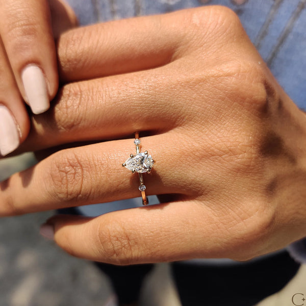 0.70 CT  Pear Dainty Style Lab Grown Diamond Engagement Ring - 09 1f24d585 8896 4733 9701 25f189f80b66