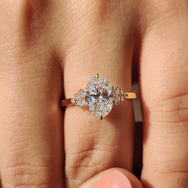 1.50 CTW Oval Cluster Style Lab Grown Diamond Engagement Ring - 09 38a87916 b7a1 405d 8716 794536d48328