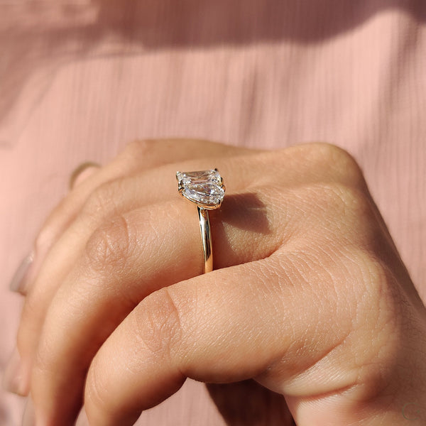 1.01 CT Emerald And Pear Two Stone Style Lab Grown Diamond Engagement Ring - 09 8ae0653c ade4 4609 a344 5d188421b414