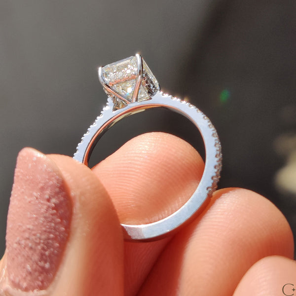2.0 CT Emerald Hidden Halo & Pave Style Lab Grown Diamond Engagement Ring - 09 de3b48a8 b761 49a5 bc49 1562405fc1ac