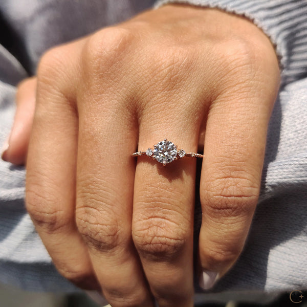 0.80 CT Round Three Stone & Dainty Style Lab Grown Diamond Engagement Ring - 09copy c9ff2b87 8af4 4d3c b324 cf5073dd65c8